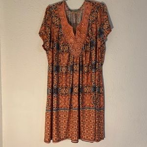 🌸ONE WORLD tangerine Hamdillah embroidered top